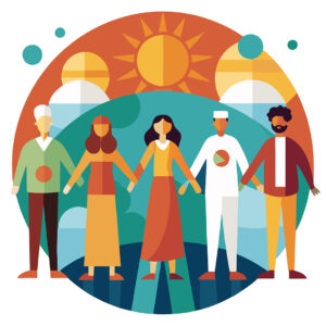 Imagine an Artwork Depicting a Circle of People Holding Hands: A Celebration of Unity and Togetherness